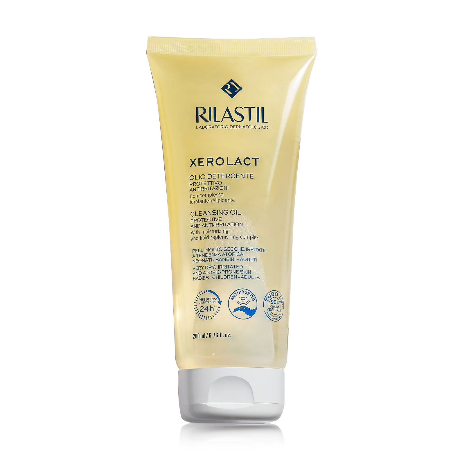 Уцінка! Очищувальна олія для обличчя та тіла Rilastil Xerolact Cleansing Oil для дуже сухої, схильної до подразнень та атопії шкіри, 200 мл